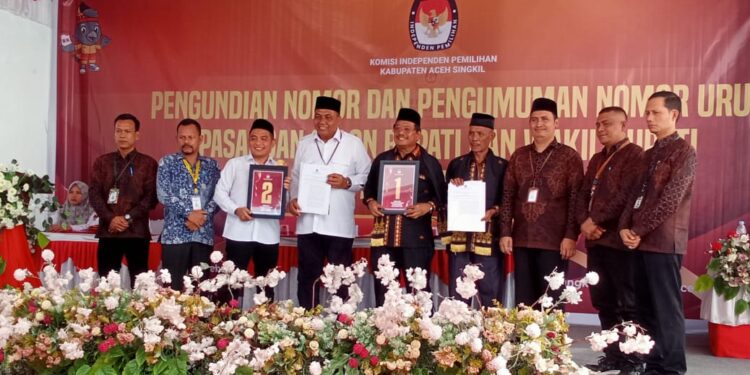 KIP Aceh Singkil Gelar Pengundian Nomor Urut Calon Bupati Dan Wakil Bupati 
