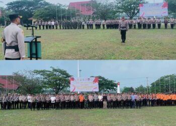 Tunjukkan Kesiapan Pengamanan Tahapan Kampanye, Polres Siak Laksanakan Apel Gelar Pasukan