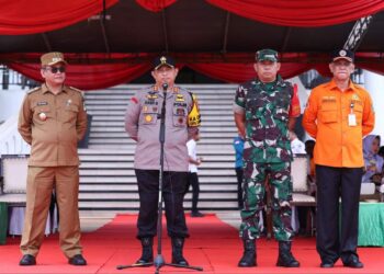 Ikuti Apel Kesiapsiagaan Bencana, Kapolres Siak Asep Sujarwadi : “Demi Keamanan Pilkada, Pindahkan TPS yang Terdampak Banjir”