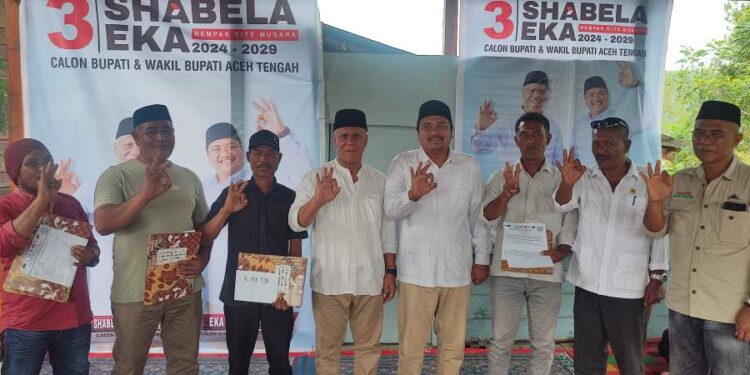 Pengukuhan 71 Tim Pemenangan Kordes Kecamatan Linge Oleh Paslon 03 Shabela – Eka Saputra