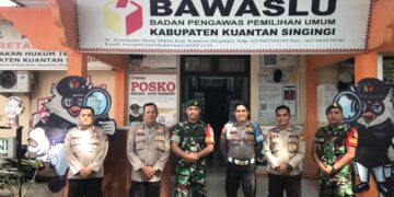Ops Mantap Praja, Polres Kuansing Bersama TNI Monitoring Kantor KPU, Bawaslu Dan Gudang Logistik