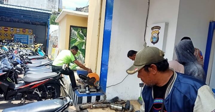300 Knalpot Brong Sitaan Razia Sepekan Dimusnahkan Satlantas Polrestabes Makassar