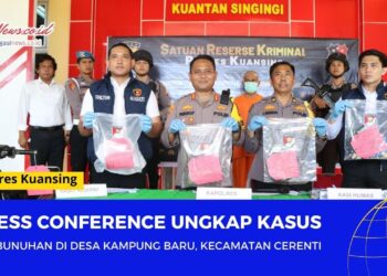 Polres Kuansing Gelar Press Conference Ungkap Kasus Pembunuhan Di Desa Kampung Baru