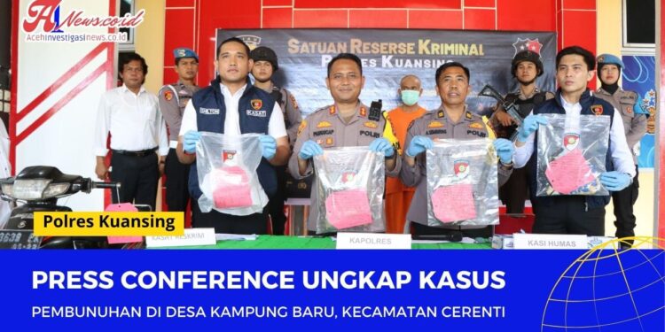 Polres Kuansing Gelar Press Conference Ungkap Kasus Pembunuhan Di Desa Kampung Baru