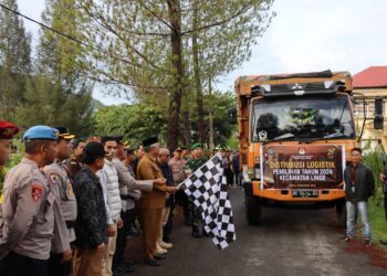 Kapolres Aceh Tengah Dan Forkopimda Lepas Pemberangkatan Logistik Pemilihan Ke Kecamatan