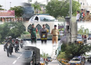 Jaga Kondusifitas Keamanan Pada Masa Tenang Pilkada, Polres Siak, Kodim Dan Unsur Terkait Gelar Patroli Skala Besar 