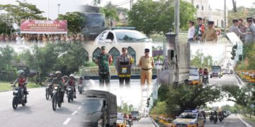 Jaga Kondusifitas Keamanan Pada Masa Tenang Pilkada, Polres Siak, Kodim Dan Unsur Terkait Gelar Patroli Skala Besar 