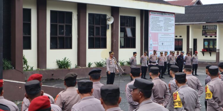 Kapolres pimpin Apel Persiapan Pengamanan Pleno Tingkat Kabupaten Aceh Tengah