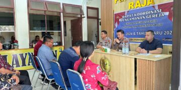 Sambut Nataru 2025, Kapolsek Perhentian Raja Rapat Bersama Pengurus Gereja 