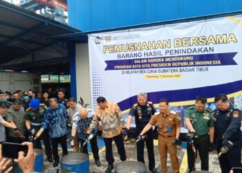 Bea Cukai Wilayah Sumbagtim Melaksanakan Pemusnahan Barang Hasil Tindakan
