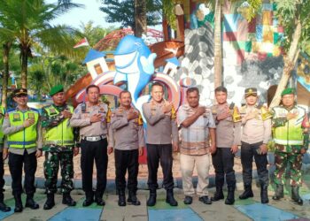 Ops Lilin Musi, Kapolres Banyuasin Tinjau Pos Pelayanan Terpadu Opi Mall dan Waterfun