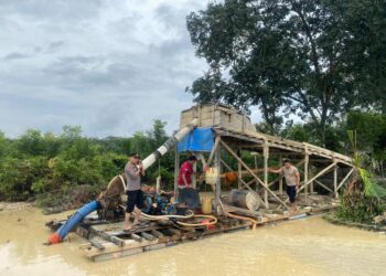Polsek Singingi Hilir Tertibkan 18 Unit PETI Di Pulau Buaya Aliran Sungai Singingi