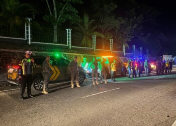 Patroli Malam Sat Lantas Polres Kuansing Antisipasi Daerah Rawan Kecelakaan Selama Libur Isra’ Mi’raj Dan Tahun Baru Imlek