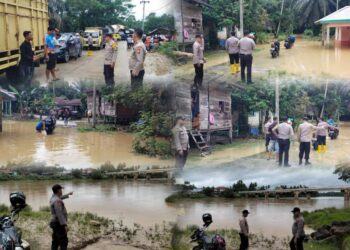 Polsek Kuantan Mudik Update Kondisi Banjir Dan Monitoring Debit Air Sungai Pantai