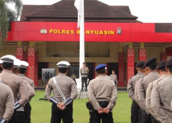 Polres Banyuasin Gelar Apel, Kapolres: “Polres Dan Polsek adalah Rumah Kedua, Cintai Institusi Polri”