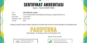 Hasil Survei Akreditasi UDD PMI Kota Langsa Raih Paripurna 