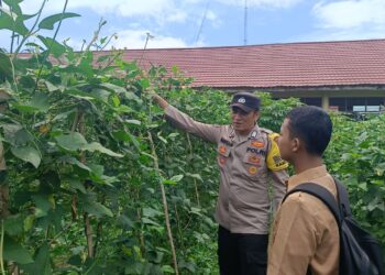 Dukung Asta Cita, Personil Polsek Pengecekan Pekarangan Bergizi Di SMKN 1 Singingi Hilir