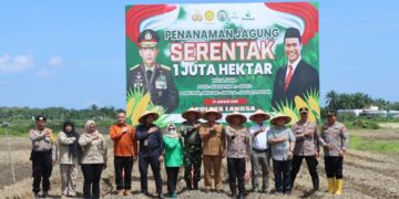 Ketahanan Pangan, Kapolres Langsa Pimpin Penanaman Jagung Serentak di Desa Meurandeh