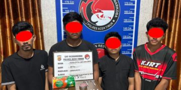 Polsek Ranto Peureulak Ringkus Empat Pemuda dan 20 Paket Sabu