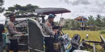Mendukung Ketahanan Pangan, Kapolsek Tanjung Lago Melaksanakan Panen Raya Padi