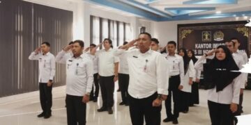 Kantor Imigrasi Kelas III Non TPI Takengon mengikuti Apel Pagi Serentak Secara Virtual