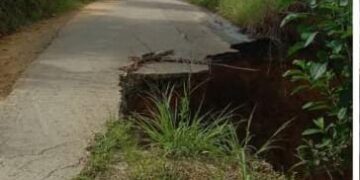 Ruas Jalan Desa Pengalangan – Agusan Kecamatan Blangkejeren Nyaris Putus