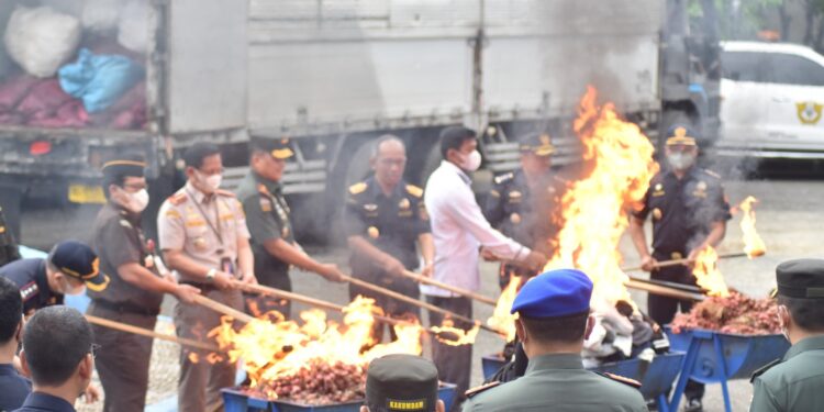 Bea Cukai Aceh Musnahkan Barang Impor Ilegal Berupa Bawang Merah dan Pakaian Bekas