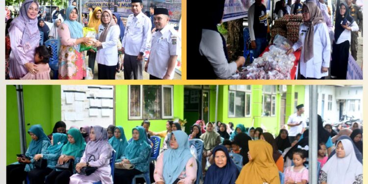 Meningkatnya Kebutuhan Jelang Idul Fitri, Wabup Kampar Dr. Misharti Buka GPM Desa Gunung Sari