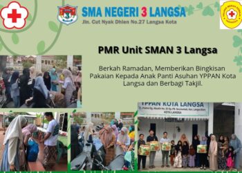 PMR PMI Unit SMAN 3 Langsa Memberikan Bingkisan Kepada Anak Yatim dan Berbagi Takjil