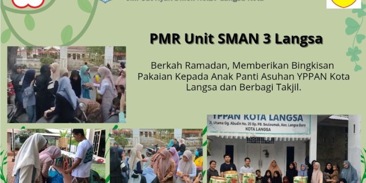 PMR PMI Unit SMAN 3 Langsa Memberikan Bingkisan Kepada Anak Yatim dan Berbagi Takjil