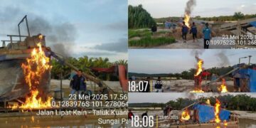 Polsek Singingi Hilir Tindak Tegas Aktivitas PETI, 9 Unit Rakit Dimusnahkan