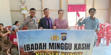 Polsek Bunut Gelar Kegiatan Minggu Kasih di Gereja GPDI Desa Merbau