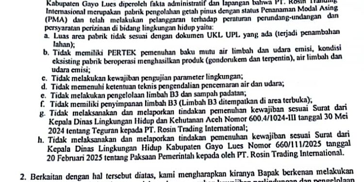 PT. Rosin Internasional Di Gayo Lues, Diduga Tetap Beroperasi Tanpa Izin Lengkap