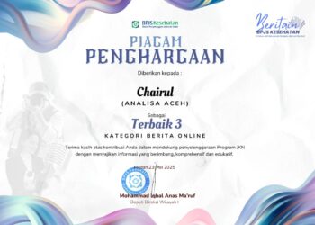 Chairul Jurnalis Langsa Raih Juara 3 Lomba Karya Tulis BPJS Kesehatan se Aceh-Sumut