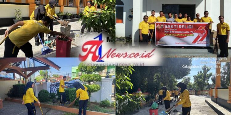 Polres Kuantan Singingi Dan Polsek Jajaran Gelar Bakti Religi Serentak Sambut Hari Bhayangkara Ke-79