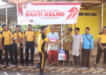 Polres Banyuasin Dan Polsek Melaksanakan Bhakti Religi Menjelang Bhayangkara Ke 79