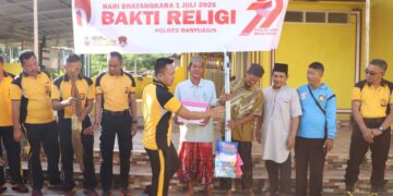 Polres Banyuasin Dan Polsek Melaksanakan Bhakti Religi Menjelang Bhayangkara Ke 79