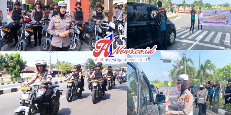 Polisi Dan Masyarakat Bersatu, Patroli Gabungan Di Bangkinang Jelang Hari Bhayangkara Ke-79