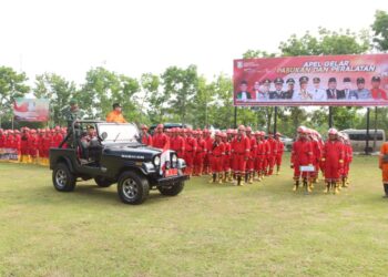 Polres Banyuasin Bersama Pemkab Apel Gelar Pasukan Dan Simulasi Penanganan Karhutla
