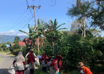Minggu Cerah, Reje Kampung Jaluk Bersama Kader Posyandu Melaksanakan Bersih Bersih