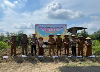 Dukung Ketahanan Pangan, Polsek Kerumutan Hadiri Kick Off Penanaman Jagung Serentak