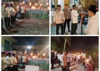 Semarak Takbir Obor Keliling Sambut Idul Adha 1446 H di Langgam, Ratusan Warga Turut Berpartisipasi