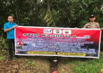 Polsek Kerumutan Patroli Karhutla, Warga Diingatkan Tak Bakar Lahan