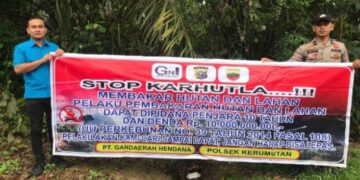 Polsek Kerumutan Patroli Karhutla, Warga Diingatkan Tak Bakar Lahan