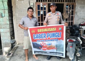 Polsek Kerumutan Sosialisasikan Saber Pungli, Ajak Warga Laporkan Oknum Nakal