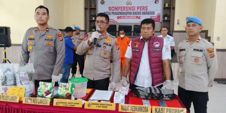 Polres Langsa Ringkus 2 Kurir Sabu dan 1 Pengedar Ganja