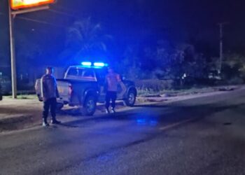 Jamin Keamanan Malam Hari, Personel Polsek Pangkalan Lesung Gelar Patroli Blue Light