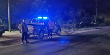 Jamin Keamanan Malam Hari, Personel Polsek Pangkalan Lesung Gelar Patroli Blue Light