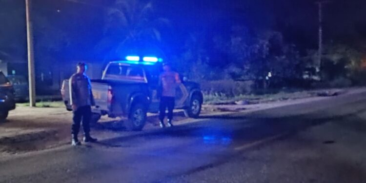 Jamin Keamanan Malam Hari, Personel Polsek Pangkalan Lesung Gelar Patroli Blue Light