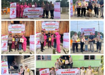 Polsek Langgam dan Bhayangkari Gelar Bansos Sambut HUT Bhayangkara ke-79